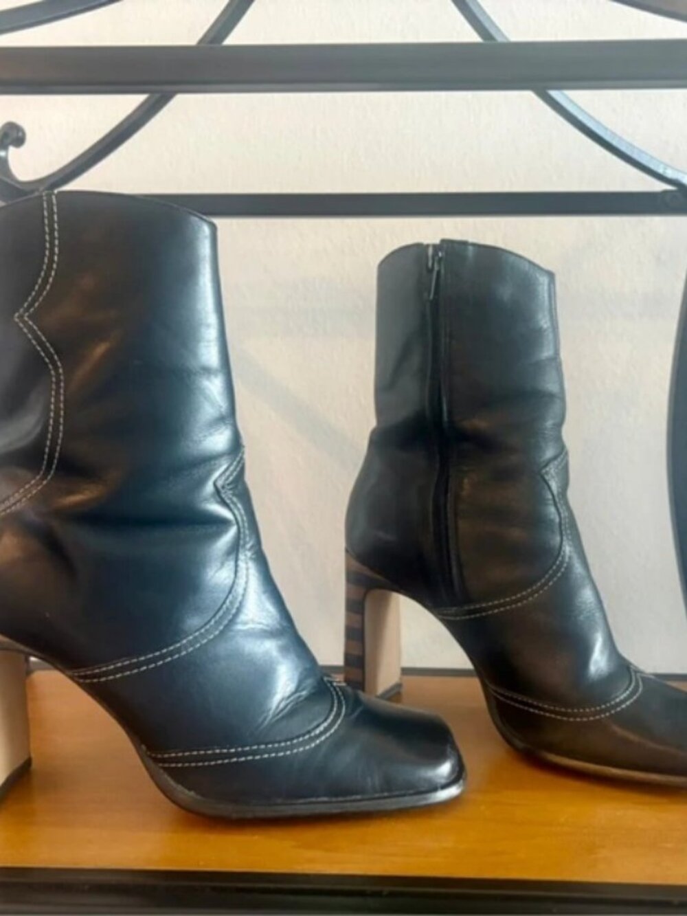 Sexy black leather boots